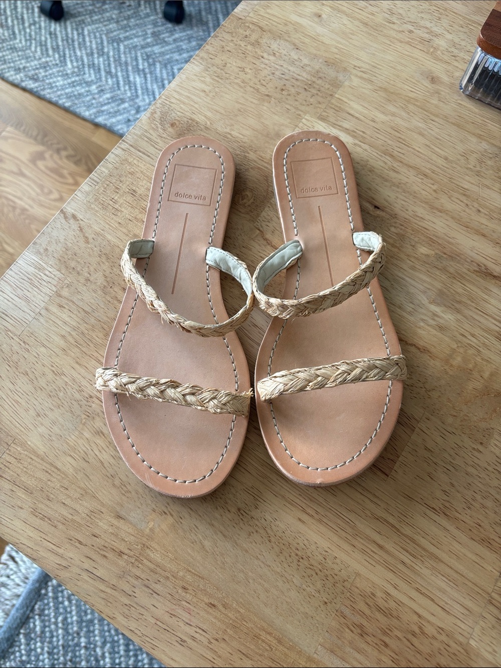 Dolce Vita Braided Tan Slide Sandals